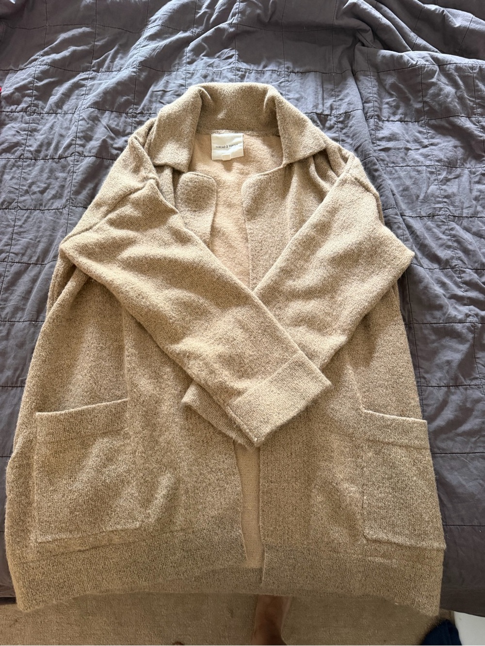 Nordstrom Thread & Supply Beige Teddy Bouclé Open-Front Jacket
